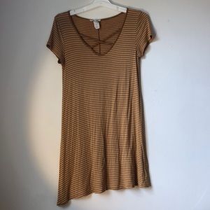 Yellow and white striped flowy dress